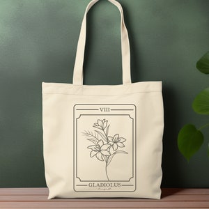 Flor de nacimiento personalizada agosto Tarot tarjeta bolso de mano personalizado flor silvestre nacimiento tote agosto flor tote flor personalizado tarot bolso de mano regalo