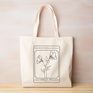 Bolso de mano personalizado de la tarjeta del tarot de la flor del nacimiento de abril Bolso de mano personalizado del nacimiento de la flor silvestre Bolso de mano del tarot personalizado de la flor de abril