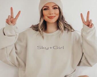 Sky Girl Crew Neck Sudadera Flight Attendant Sudadera Viaje Regalo Vacaciones Sudadera Aeropuerto Piloto Sudadera Grupo Camisa de Viaje