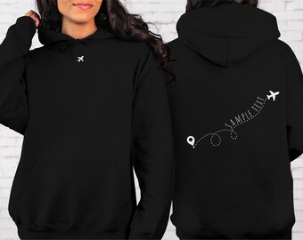 Custom Travel Destination Hoodie Personalized Airplane Hoodie Gift Bachelor Bachelorette Group Travel Shirt Friends Trip Gift Best Friend