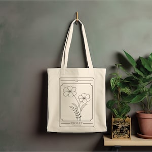 Flor de nacimiento personalizada febrero Tarot tarjeta bolso de mano personalizado flor silvestre nacimiento tote febrero flor tote flor personalizado tarot bolso de mano