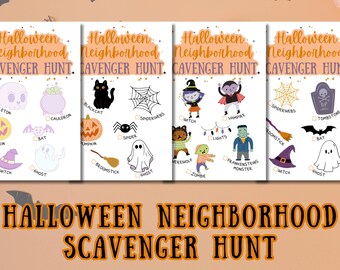 Halloween Neighborhood Scavenger Hunt - Halloween Kids Fun - Kids Activity - Pumpkin Party