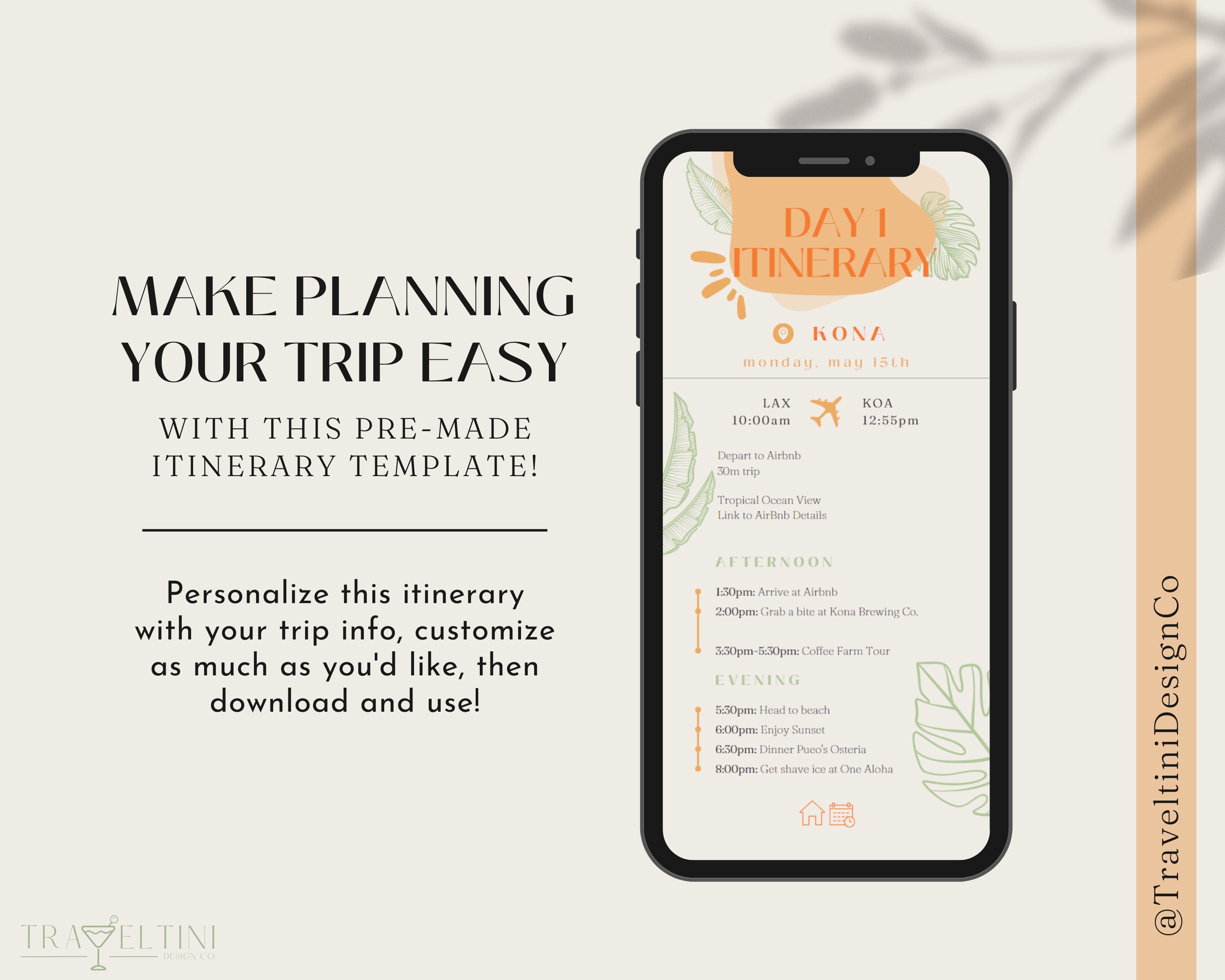 Digital Travel Itinerary Template - Vacation Planner Template ...