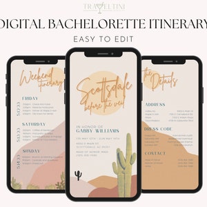 Bachelorette Itinerary Template - Scottsdale Before the Veil - Weekend Planner Digital Template  - Editable Template Download