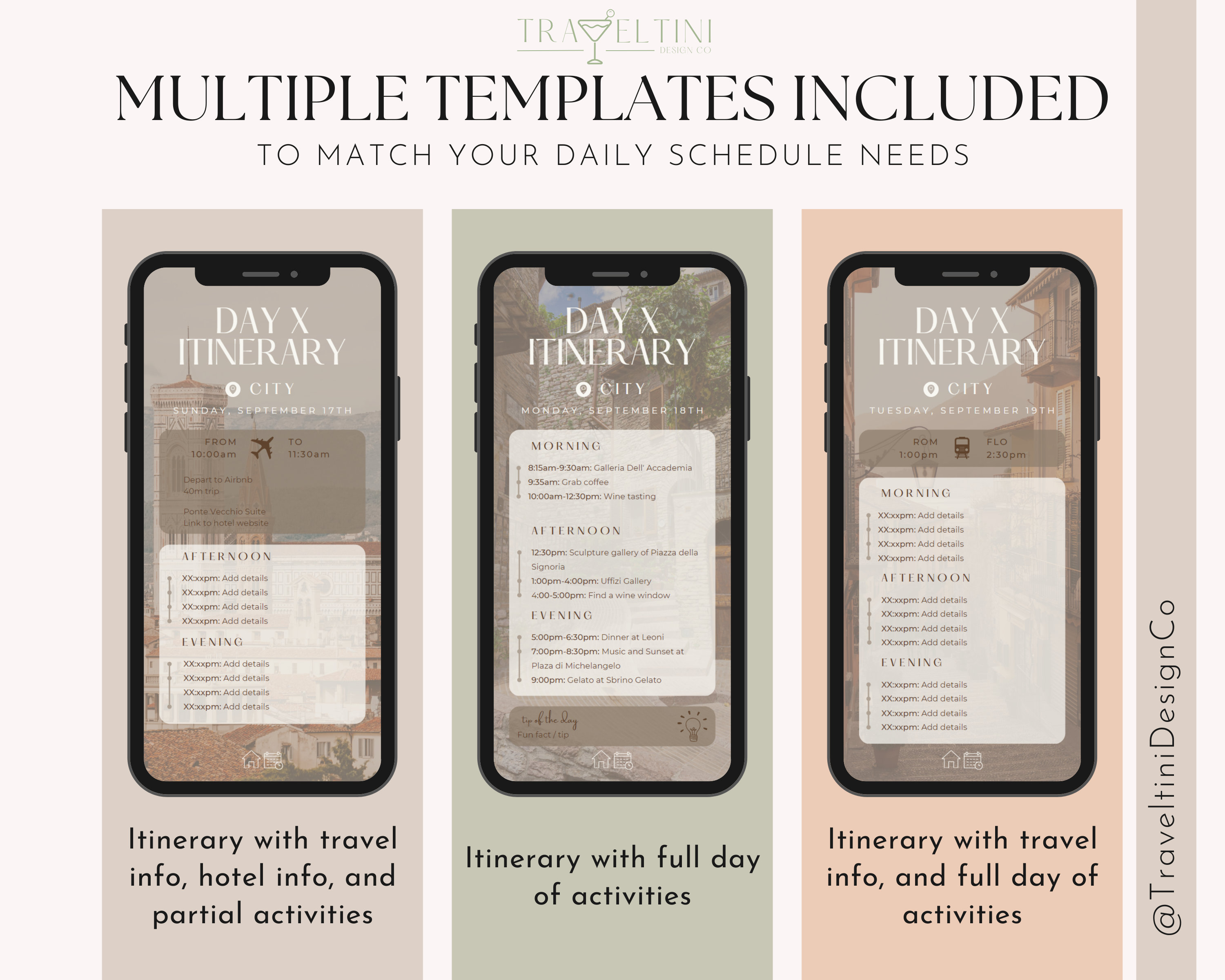 Digital Travel Itinerary Template - Vacation Planner Template - Italy ...