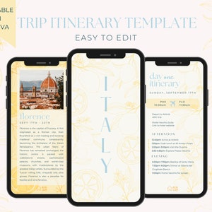 Digital Travel Itinerary Template - Vacation Planner Template - Italy Summer Trip Itinerary Digital Template - Editable Template Download