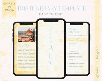 Digital Travel Itinerary Template - Vacation Planner Template - Italy Summer Trip Itinerary Digital Template - Editable Template Download