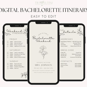 Bachelorette Itinerary Template - Minimalist Classic - Weekend Planner Digital Template - Editable Template Download