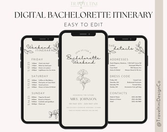 Bachelorette Itinerary Template - Minimalist Classic - Weekend Planner Digital Template - Editable Template Download