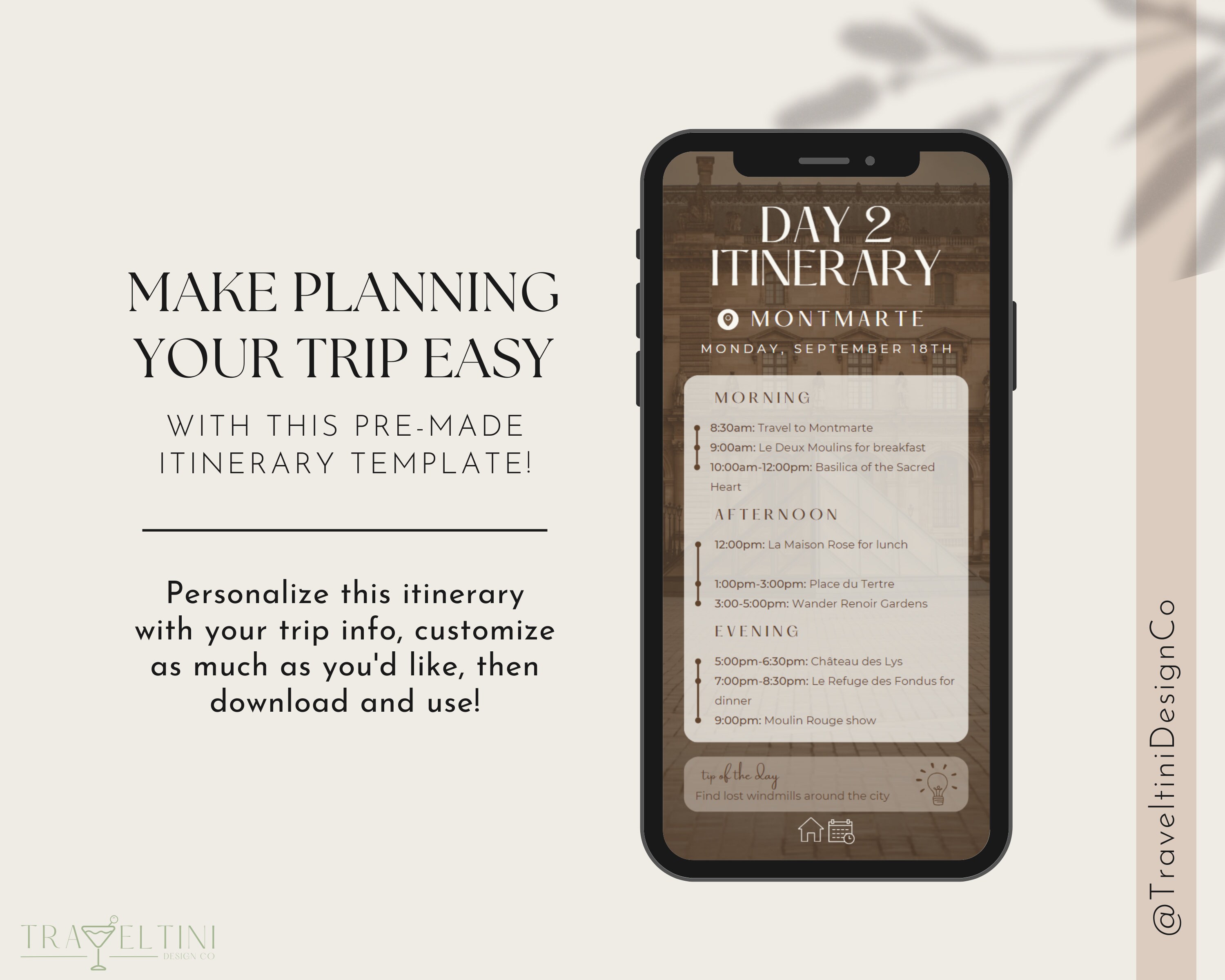 Digital Travel Itinerary Template - Vacation Planner Template - France ...