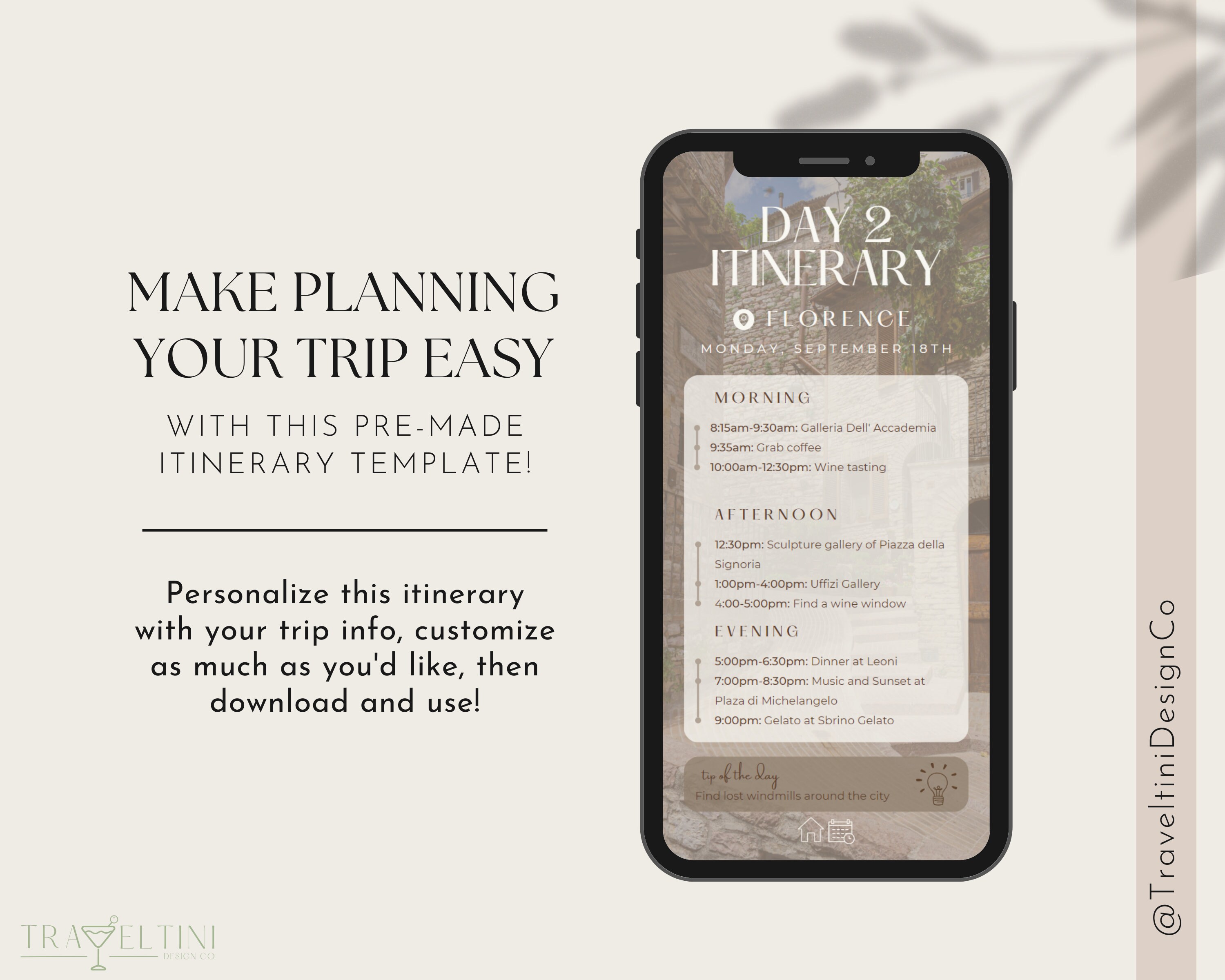 Digital Travel Itinerary Template - Vacation Planner Template - Italy ...