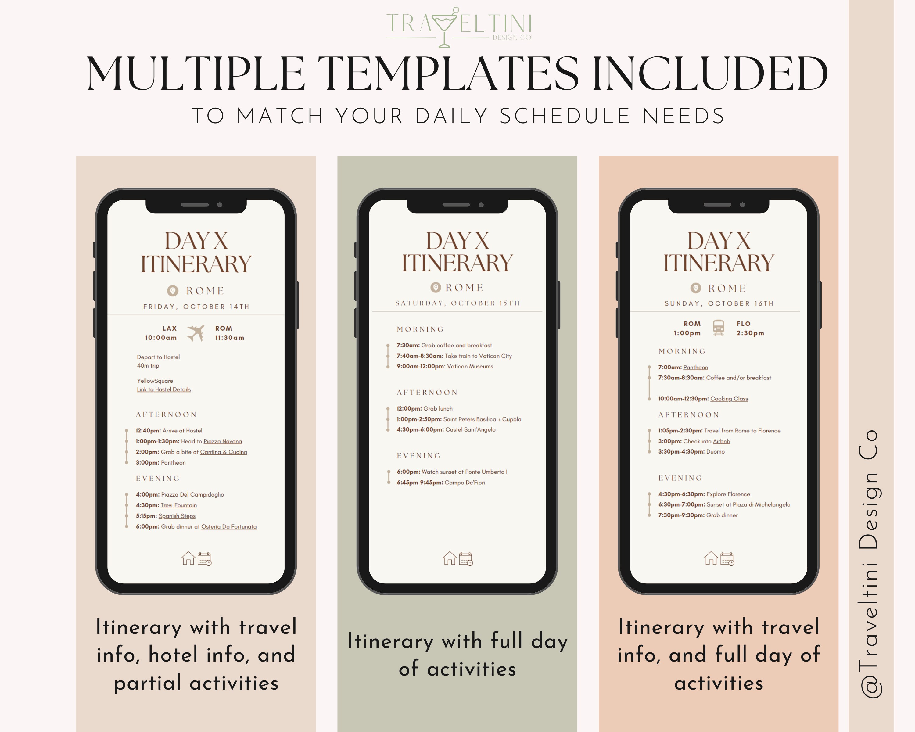 Digital Travel Itinerary Template - Vacation Planner Template ...