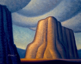Original Oil on Panel "Desert Tower"