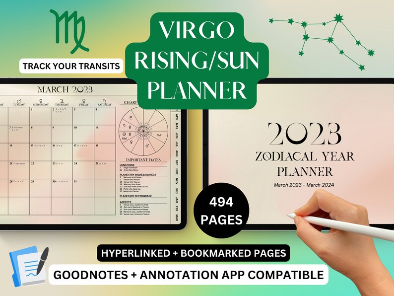 VIRGO Digital Planner 2023 2024 Astrology Planner 2023 Etsy