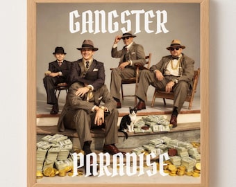 Gangster Paradise Money Power Art Print - Vintage Mafia Style Poster Wall Decor (Digital Download)