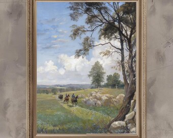 Calm Nature Landscape Wall Art Print – Peaceful Scenic Soft Neutral Painting (Digital Download)