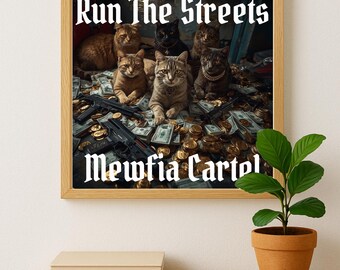 Mewfia Cartel Cats Art Print – Funny Hip Hop Illustration (Digital Download)