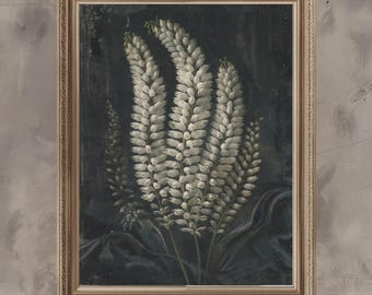 Vintage Botanical Fern Art Print – Dark Green Nature Botanical Poster (Digital Download)