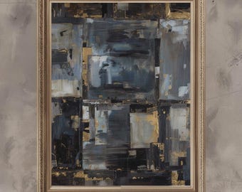 Geometric Abstract Art Print - Elegant Dark Painting Textured (Digital Download)