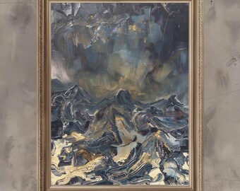 Stormy Ocean Abstract Painting Art Print – Dramatic Seascape Wall Decor (Digital Download)