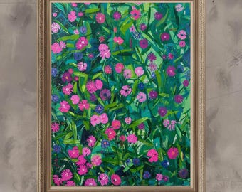 Pink Purple Floral Print – Pastel Botanical Art, Nursery Decor (Digital Download)