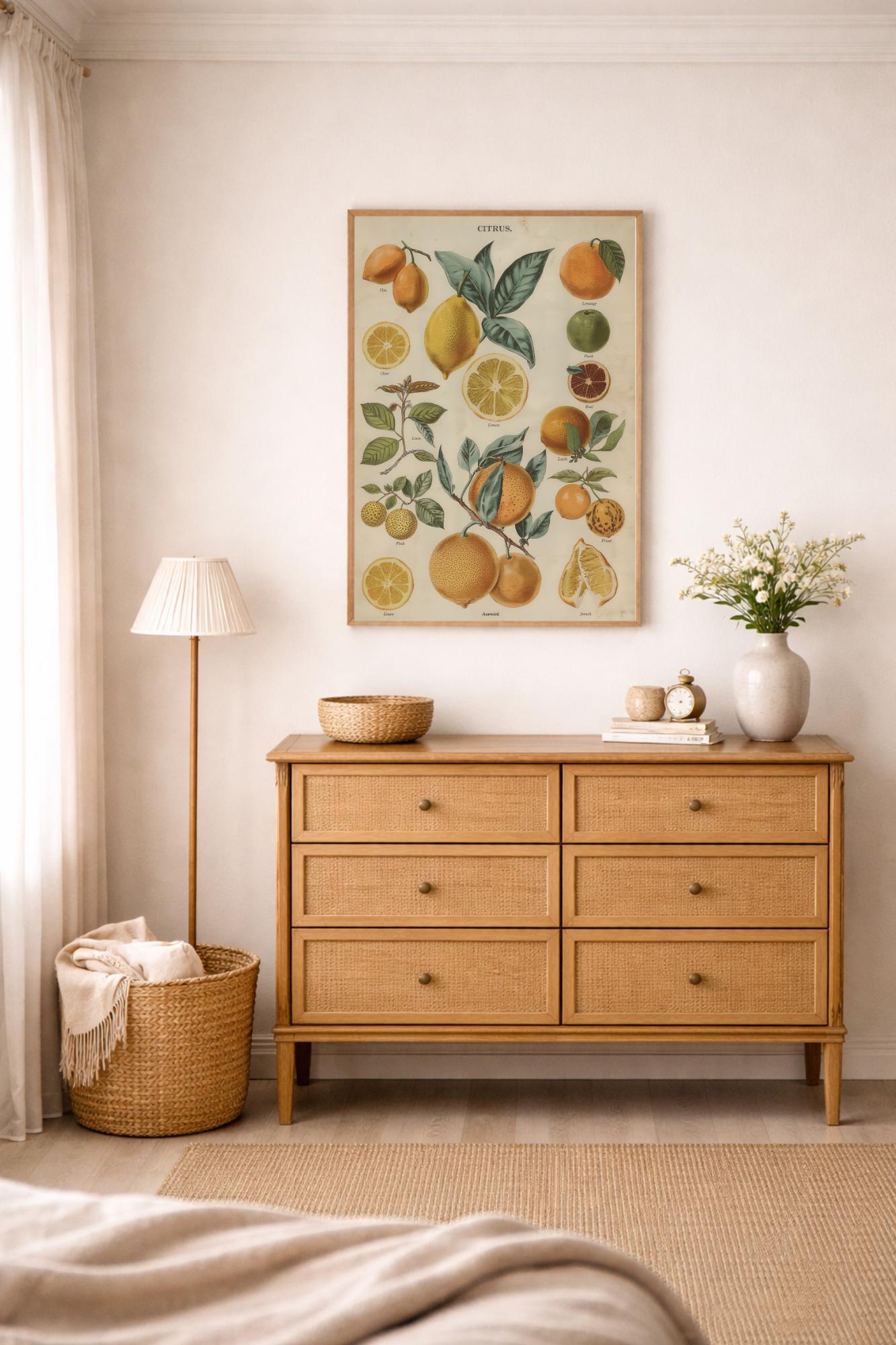 Vintage Lemon Botanical Art Print - Antique Citrus Fruit Wall Decor ...