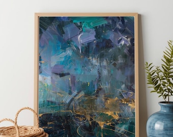 Blue Abstract Painting Art Print – Calm Modern Wall Decor (Digital Download)