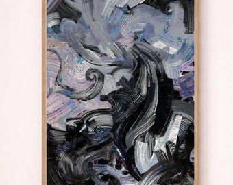 Abstract Expressionist Painting in Black and Gray Art Print - Dynamic Modern Wall Decor (Digital Download)