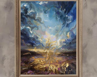 Abstract Ocean Sky Wall Art Print – Seascape Painting Modern Home Decor (Digital Download)