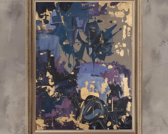 Dark Golden Abstract Art Print - Wall Decor Painting (Digital Download)