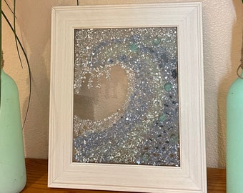 Glass beach ocean wave, coastal bathroom decor, beach house wall decor, beach theme decor, sea wall art, nautical decor beach lover gift