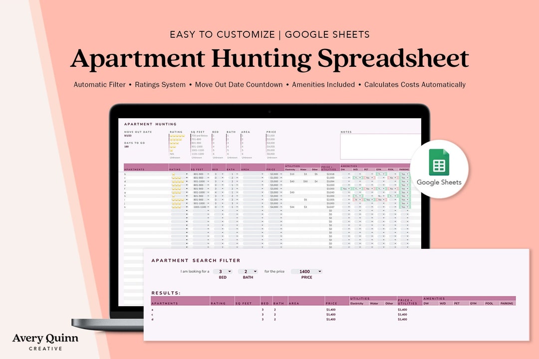 Apartment Hunting Spreadsheet Etsy Apartment Hunting Spreadsheet Etsy