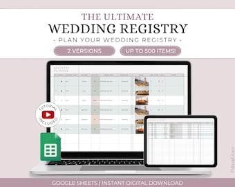 Wedding Registry Planner Template, Google Sheets Wedding Registry Spreadsheet, Easy Digital Registry Template, Wedding Registry Organizer