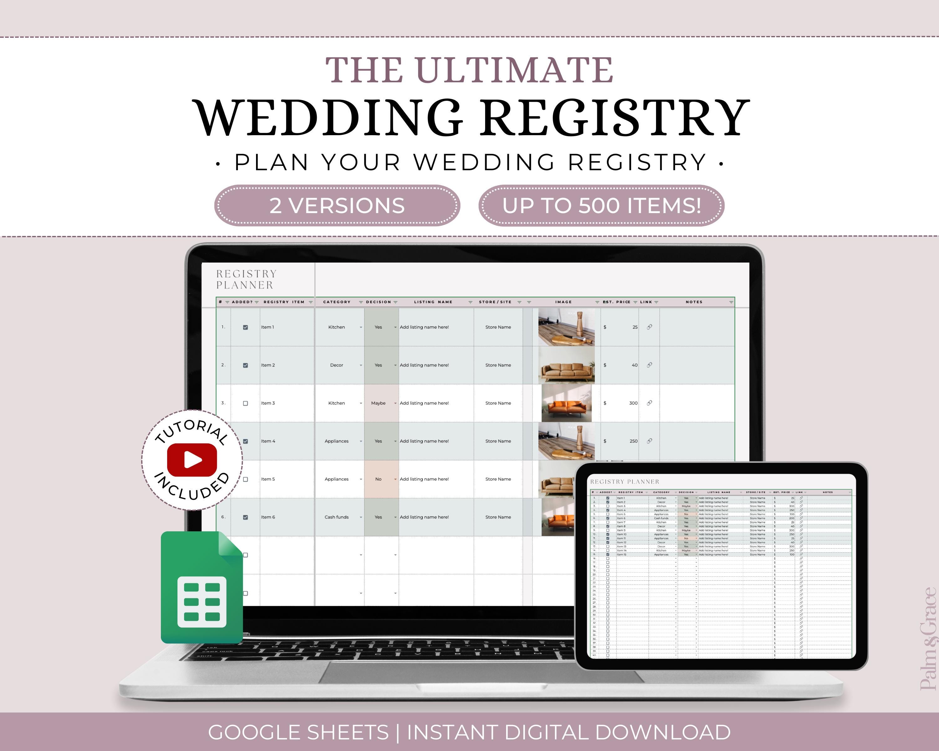Editable Wedding Registry Checklist