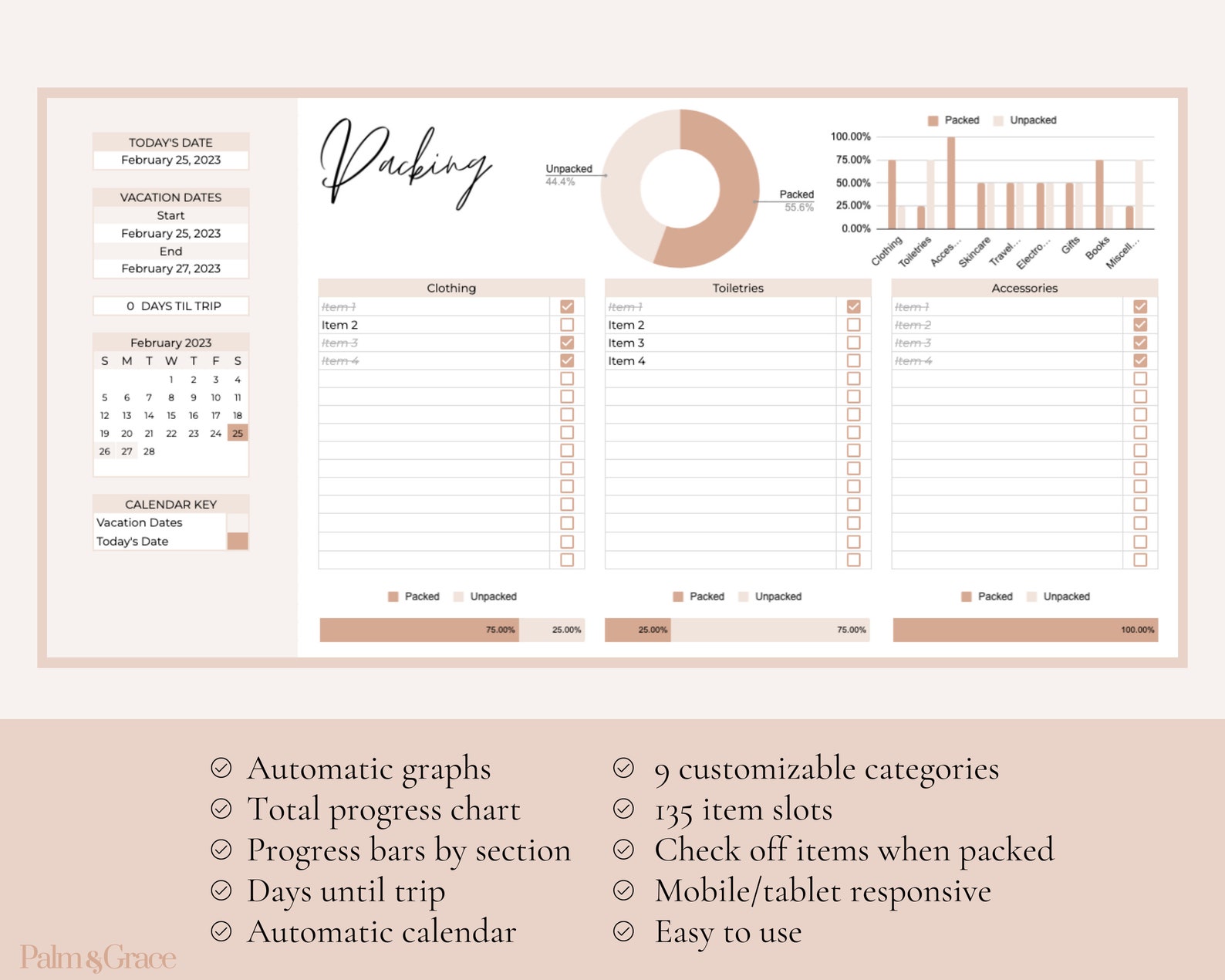 Google Sheets Packing List Template, Editable Packing List, Google ...