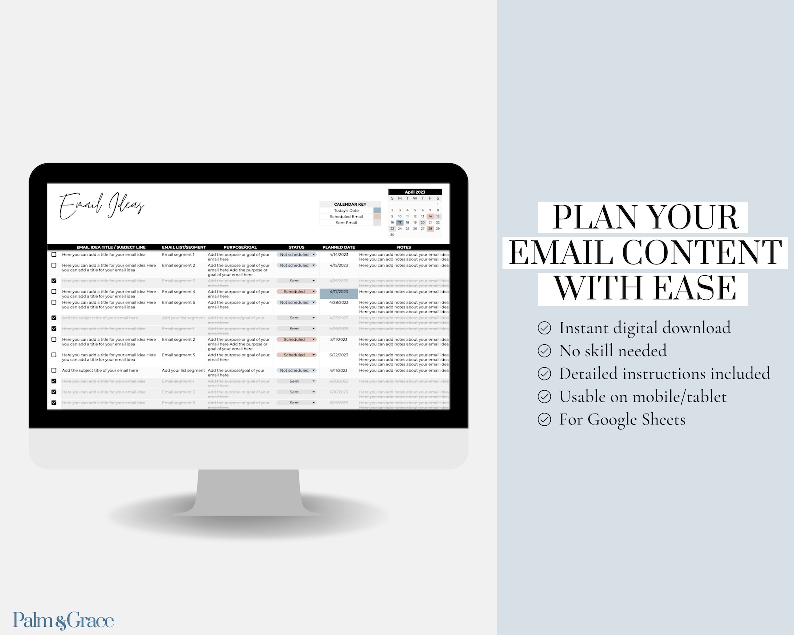 Email Spreadsheet Email Marketing Planner Spreadsheet, Google Sheets Email Planner, Blog ...