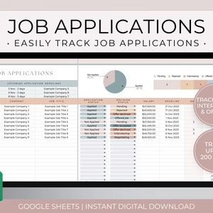 Spreadsheet voor sollicitatietracker, Google Spreadsheets-jobtracker, jobplanner, sollicitatietracker, interviewtracker, jobaanbiedingtracker