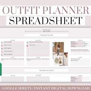 Digital outfit planner spreadsheet