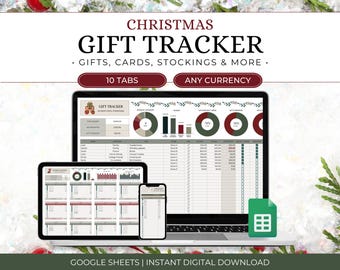 Christmas Gift Tracker Spreadsheet, Digital Christmas Planner Spreadsheet, Christmas Budget Tracker Google Sheets, Holiday Planner Google