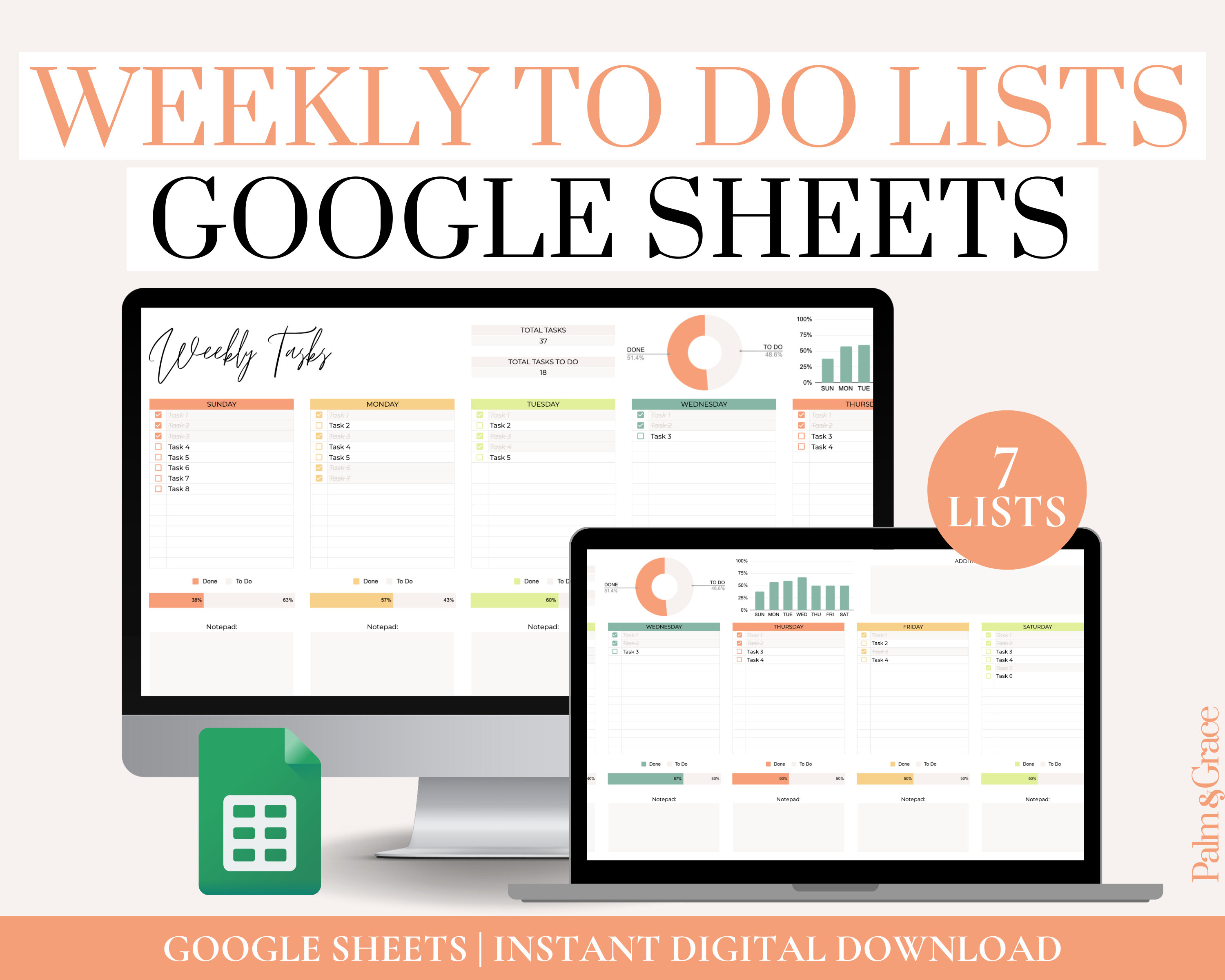 Weekly to do list google sheets easy editable daily to do list planner