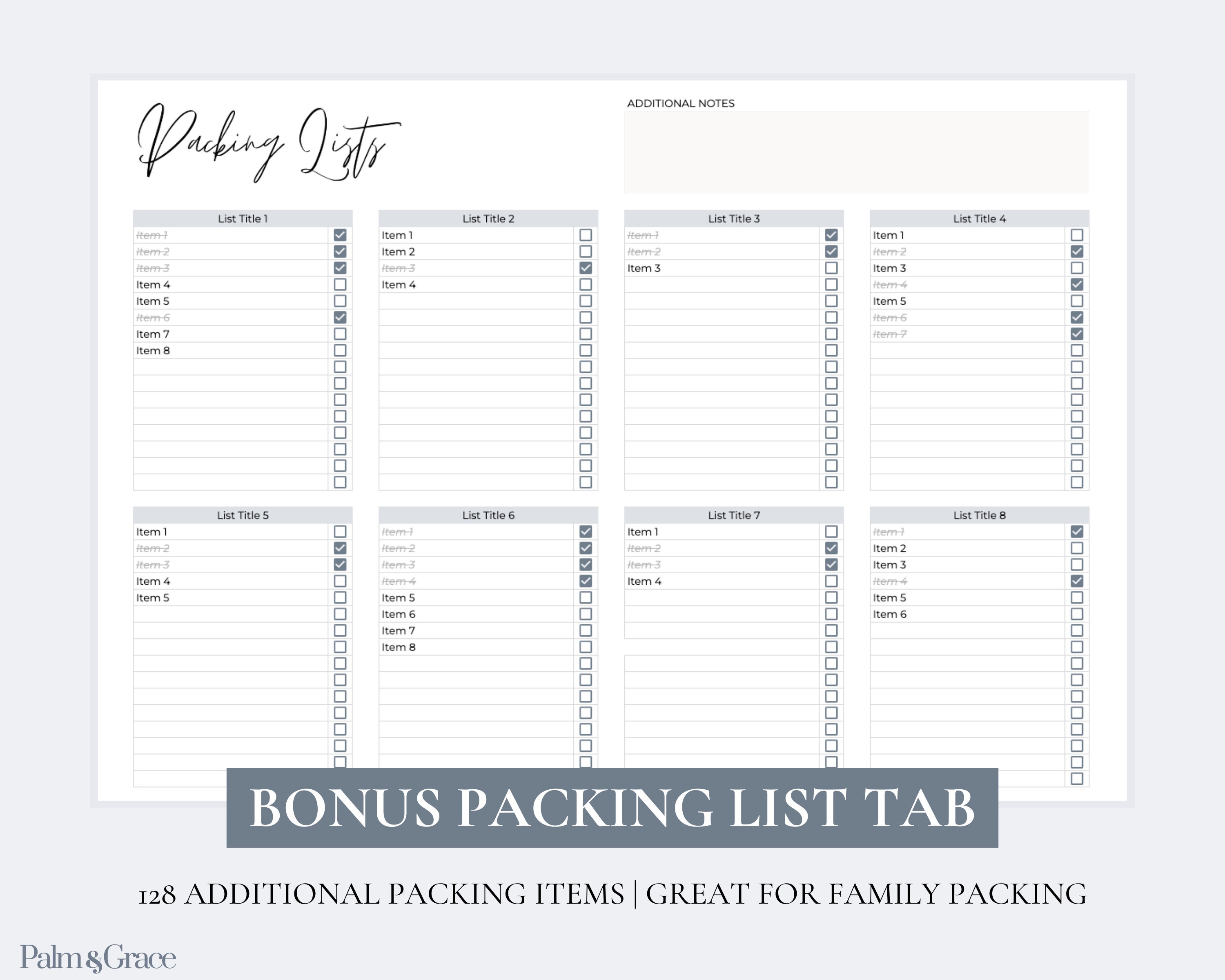 Week Packing Planner Google Sheets Editable Packing List, Packing Checklist, Travel Packing ...
