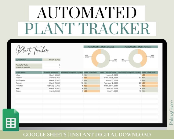 Digital Plant Tracker Spreadsheet, Google Sheets Plant Spreadsheet, Digital Plant Care Tracker Planner, Houseplant and Indoor Plant Planner