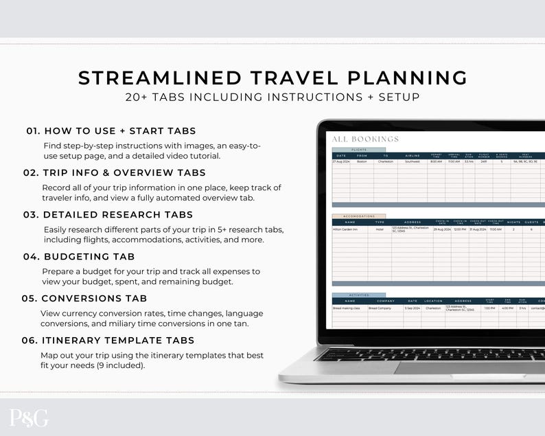 Travel Planner Spreadsheet