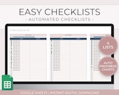 Google Sheets Checklist Template, To Do List Template for Google Sheets, Easy Digital Checklist Spreadsheet, Task Tracker, Task Planner