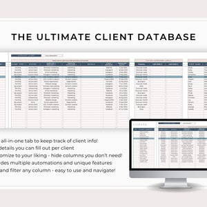 Client Database Spreadsheet Client Tracker Google Sheets Spreadsheet, Small Business Spreadsheet ...