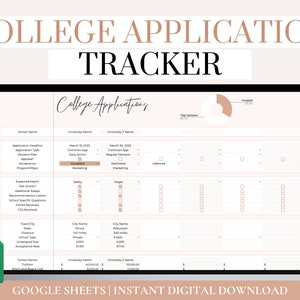 Google Sheets College Application Tracker, College Application Planner, Digital College Application Spreadsheet,  College Organizer