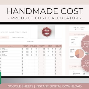 Handmade Product Pricing Spreadsheet, Small Business Product Pricing Calculator, Product Pricing Template, Cost Calculator, Pricing Template