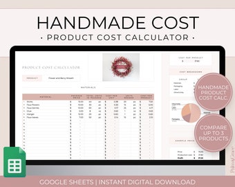 Handmade Product Pricing Spreadsheet, Small Business Product Pricing Calculator, Product Pricing Template, Cost Calculator, Pricing Template