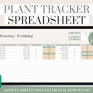 Plant Tracker Google Sheets, Plant Care Planner Google Sheets, Plant Organizer Spreadsheet, Digital Plant Care Cards, Plant Water Schedule