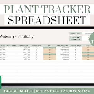 Hojas de Google de seguimiento de plantas, Hojas de Google del planificador de cuidado de plantas, Hoja de cálculo del organizador de plantas, Tarjetas digitales de cuidado de plantas, Programación de agua de plantas